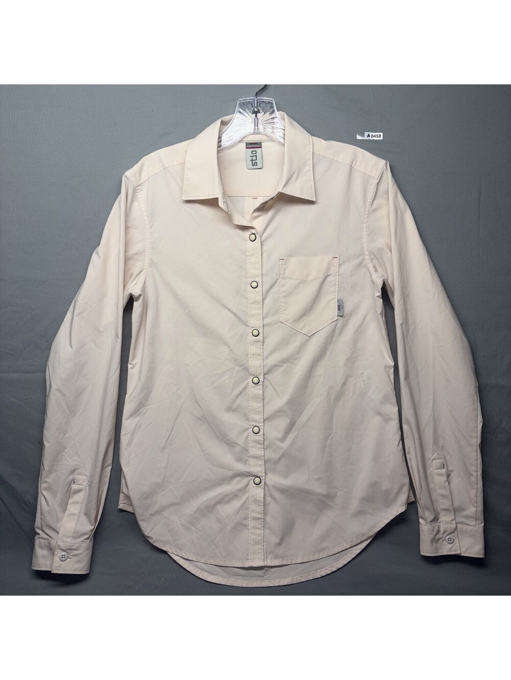 Stio Sidley Long Sleeve Pearl Snap Shirt Womens Small Western Pinkish Peach